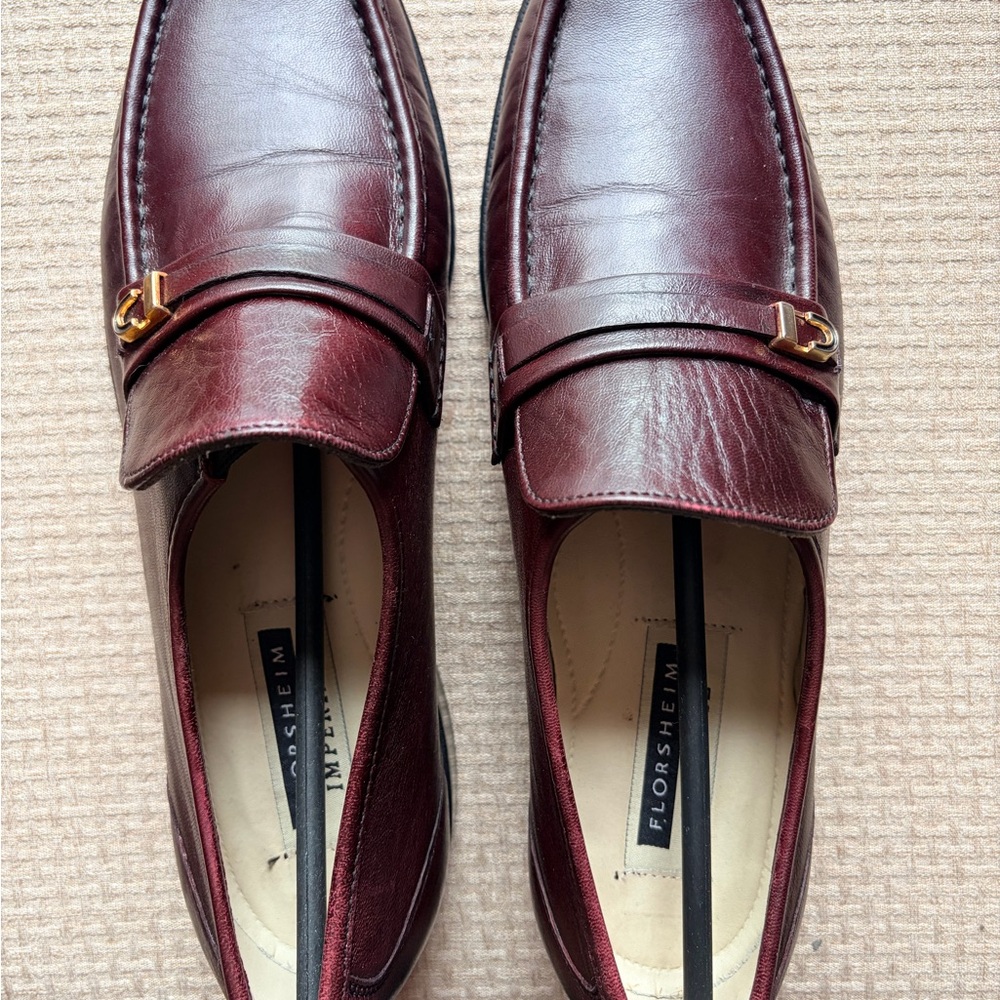 Florsheim Men's Deep Red Leather Loafers size 8C